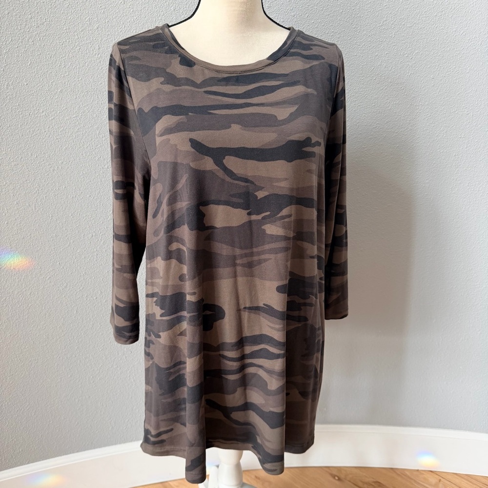 Carolina Belle Brown Camouflage Long Sleeve Dress